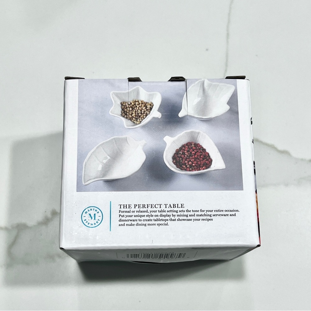 Martha Stewart Ceramic Tidbit 4-Piece Dish Set White Sauce